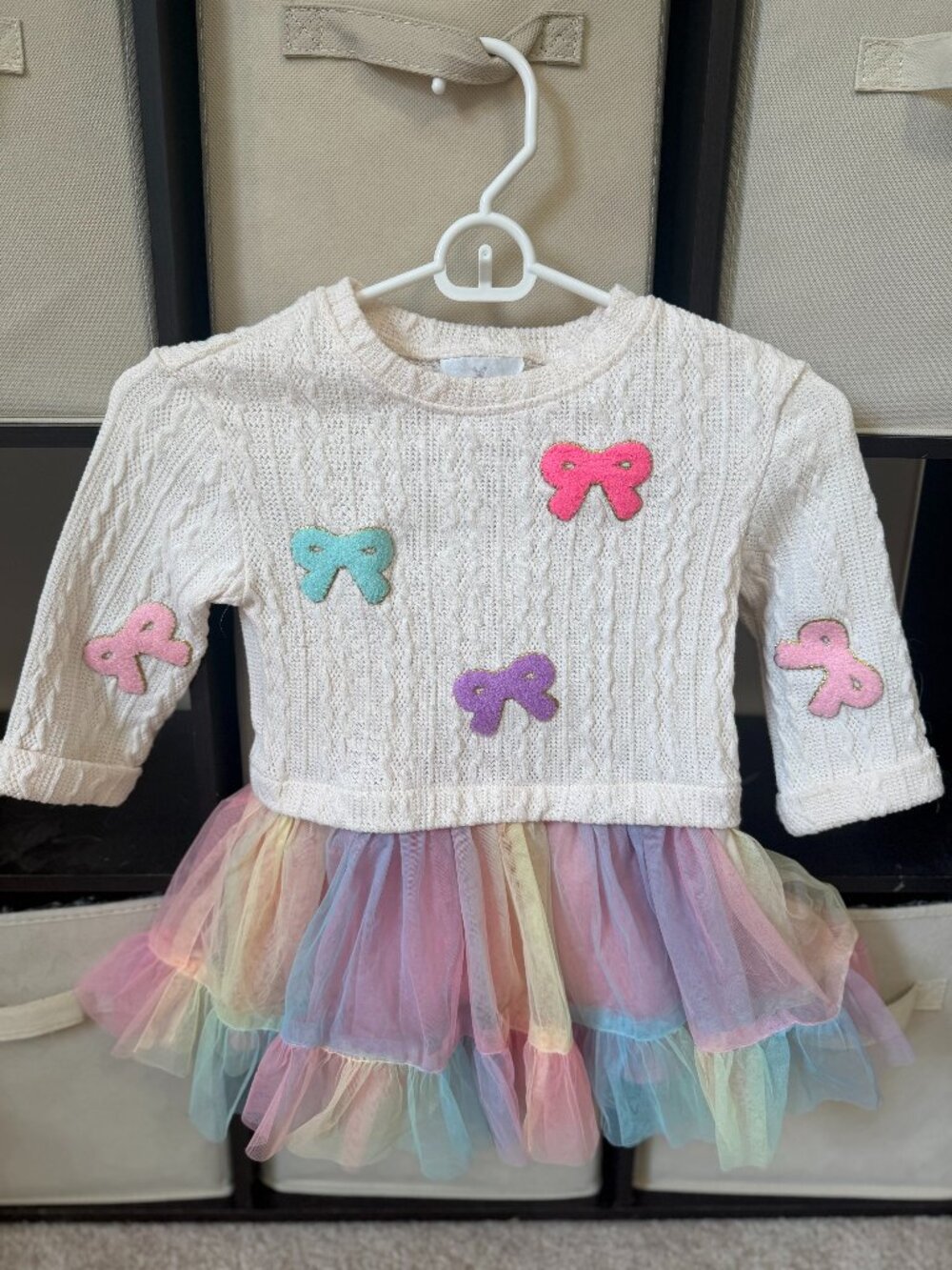 Rare Editions Rainbow Toddler Girls Bow Tulle Dress